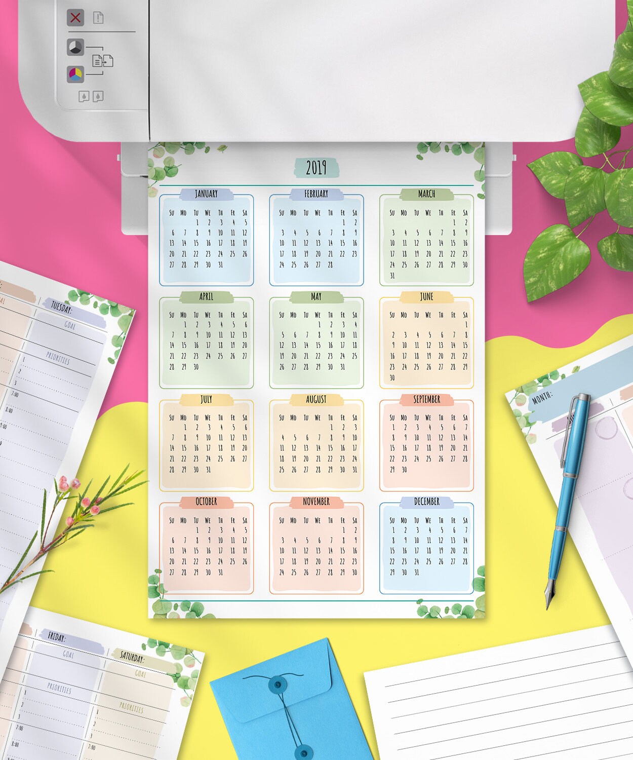 Floral Undated Weekly Planner – Printable Vertical Layout (PDF) - Etsy