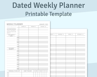 Dated Weekly Planner 2024-2025, Printable Week on Two Pages (Instant Download)