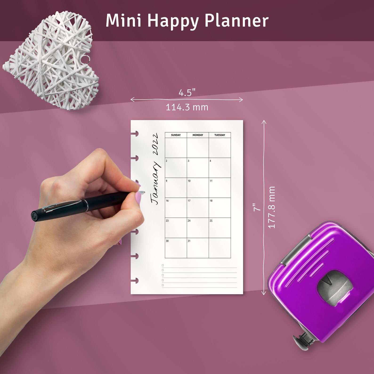 Minimalist Monthly Calendar Printable Template for Happy | Etsy