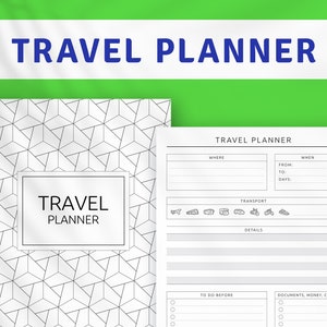 Travel Planner, Printable Vacation Planner Kit, Travel Log, Itinerary ...