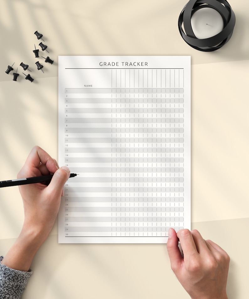 Printable Teacher Grade Tracker Template (A4, A5, Letter, Half Letter ...