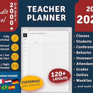 2026 + 2027 Teacher Planner for reMarkable 2: Hyperlinked Digital PDF Template