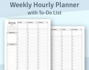 Weekly Planner 2024 2025, Printable Weekly Agenda Template, Weekly Planner with Calendar, A4, A5, Letter, Half Letter, Happy Planner size