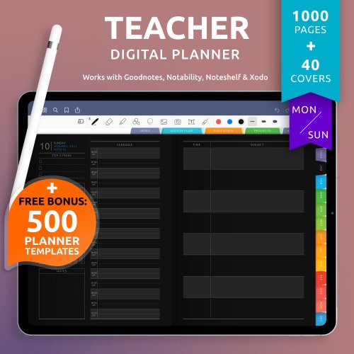 Digital Teacher Weekly Planner for Goodnotes Notability Etsy