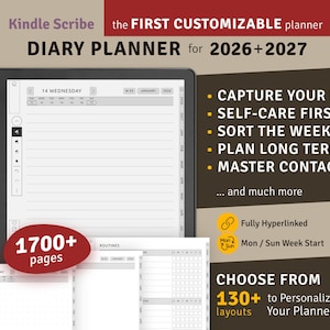 2026+2027 Kindle Scribe Planner: Hyperlänkad digital dagbok (PDF)