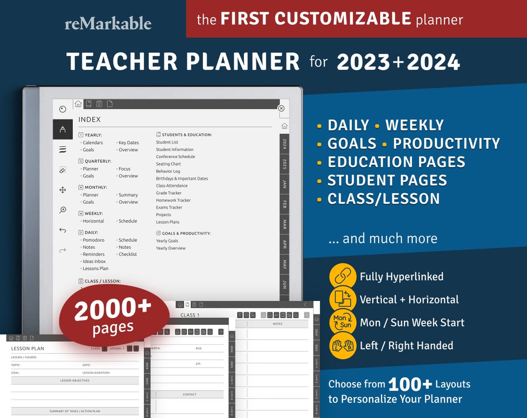 2023 2024 Remarkable Teacher Planner, Academic Planner, Lesson Planbook