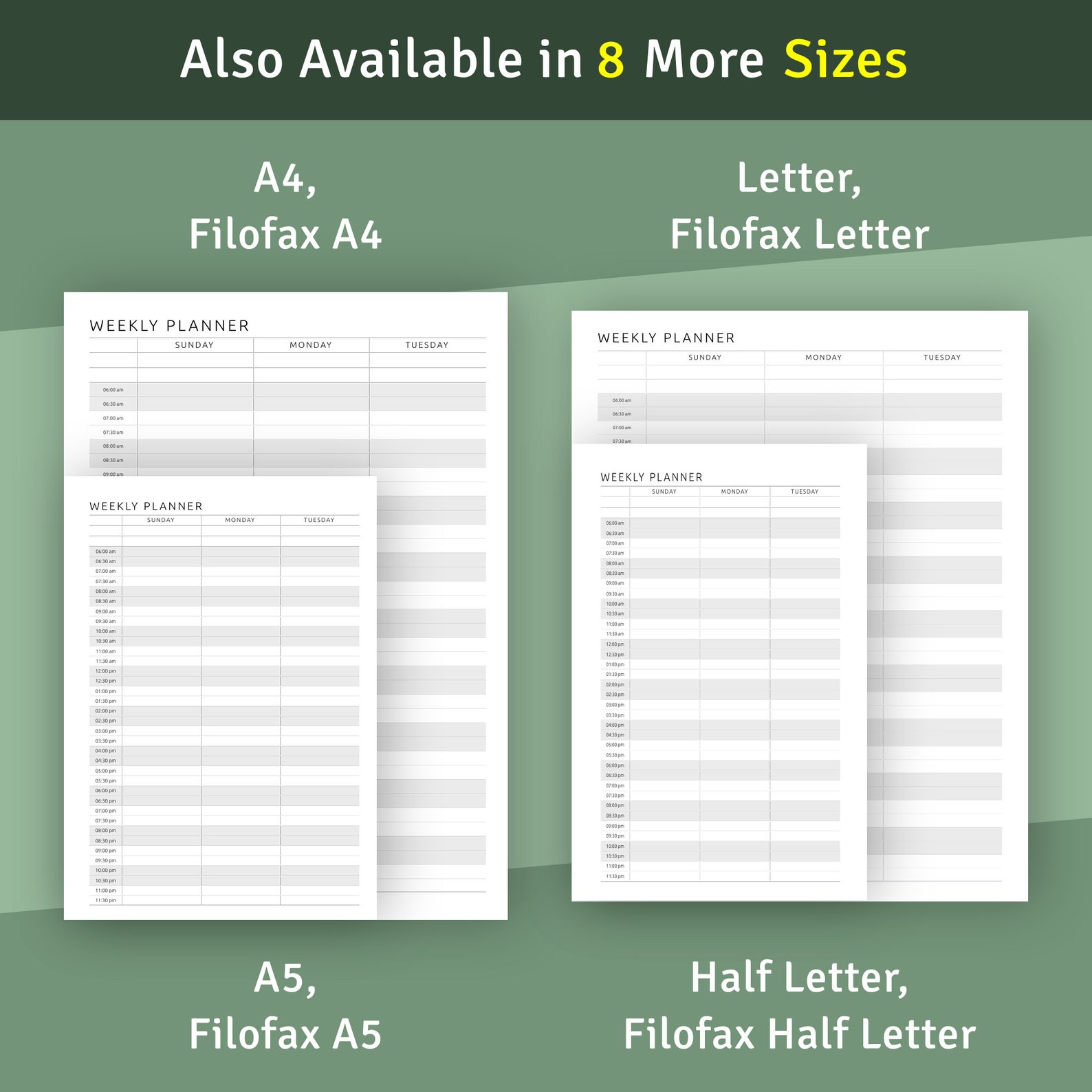 Two Page Weekly Hourly Schedule Template for Happy Planner Classic ...