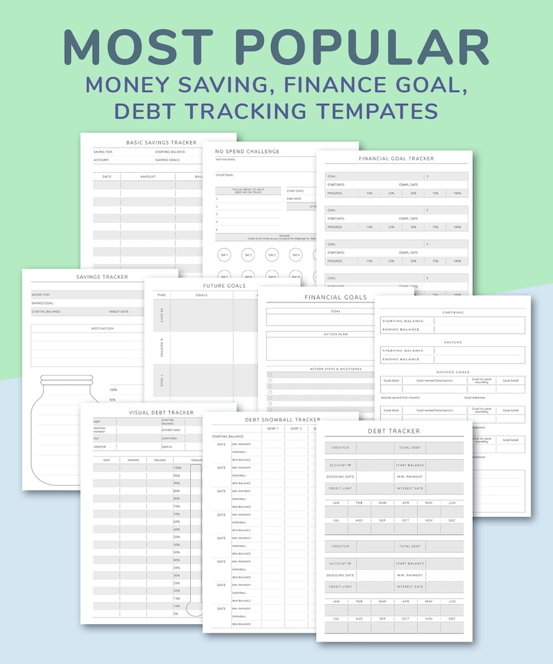 Budget Planner Kit, Printable Budget Planner Templates 90in 1 Bundle, Monthly Budget, Bill Tracker, Expense Tracker, Money Saving Challenge image 5