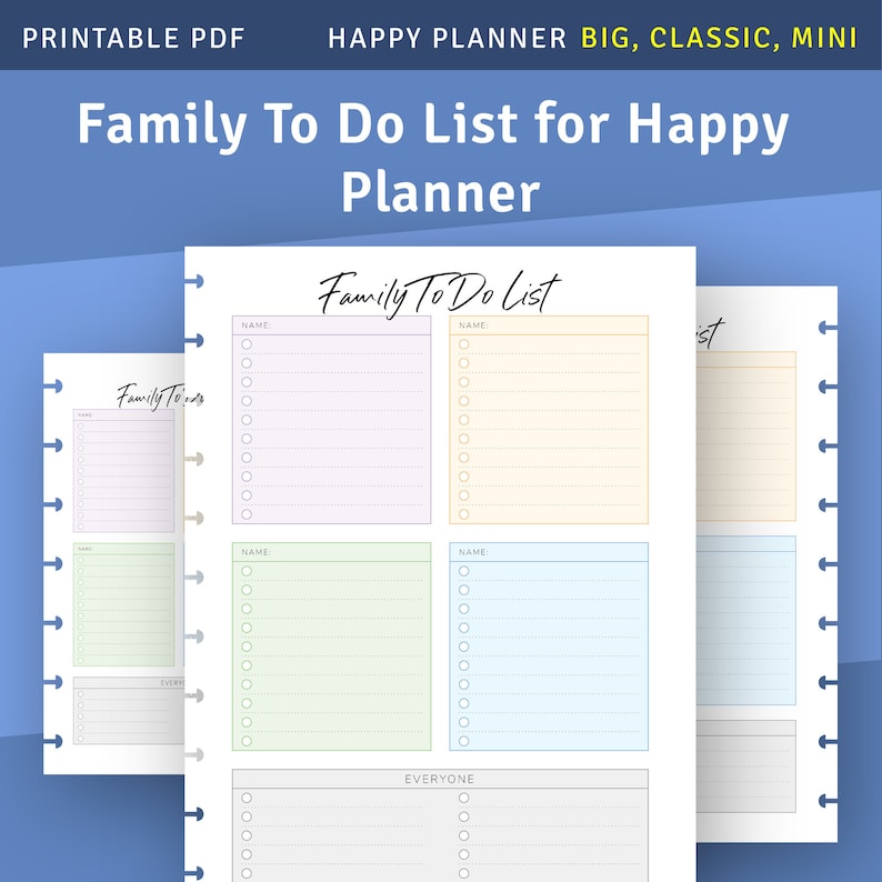 Family Chore Chart for Happy Planner Classic / Big / Mini - Etsy