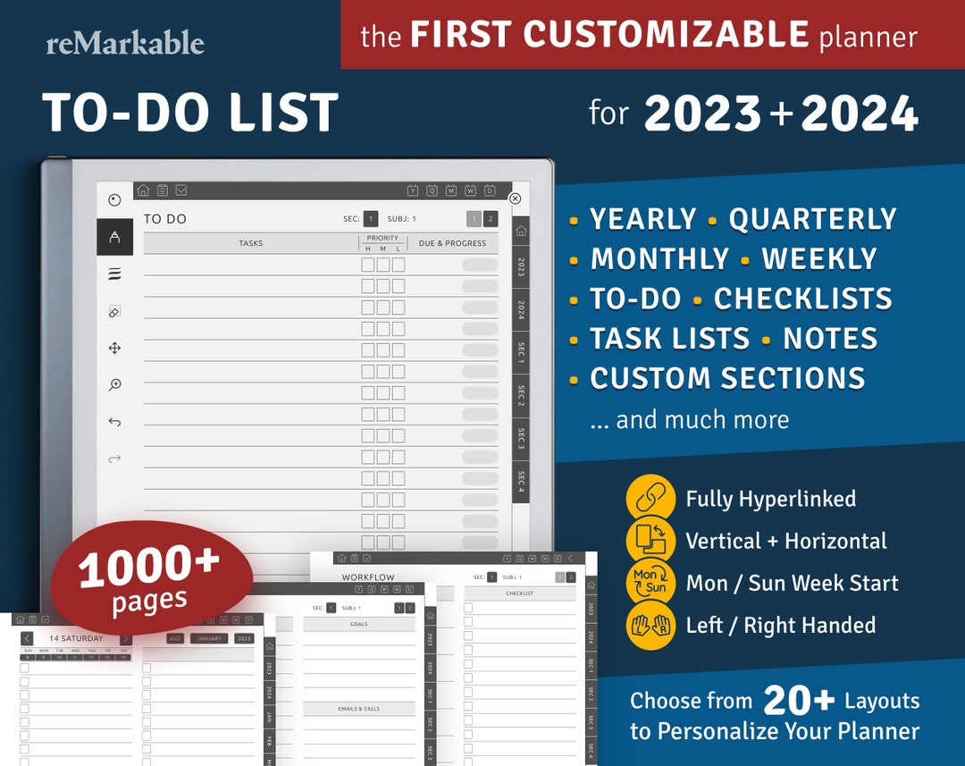 Remarkable To-do List Template Hyperlinked Digital Planner - Etsy UK