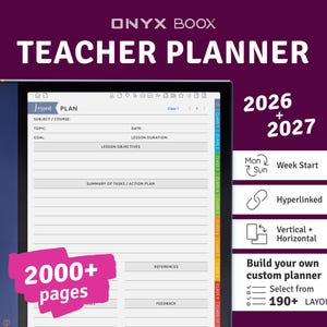 2026 + 2027 Teacher Planner : PDF numérique avec lien hypertexte pour BOOX Note (téléchargement numérique)