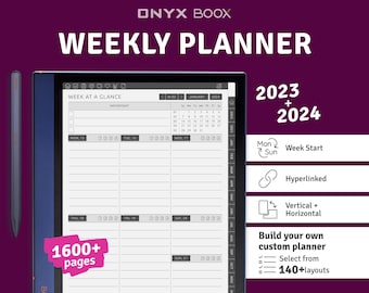 2024 + 2025 BOOX Note Air Weekly Planner, Hyperlinked Digital Planner Bundle, Téléchargement numérique PDF Modèle pour tablette ONYX Boox Note