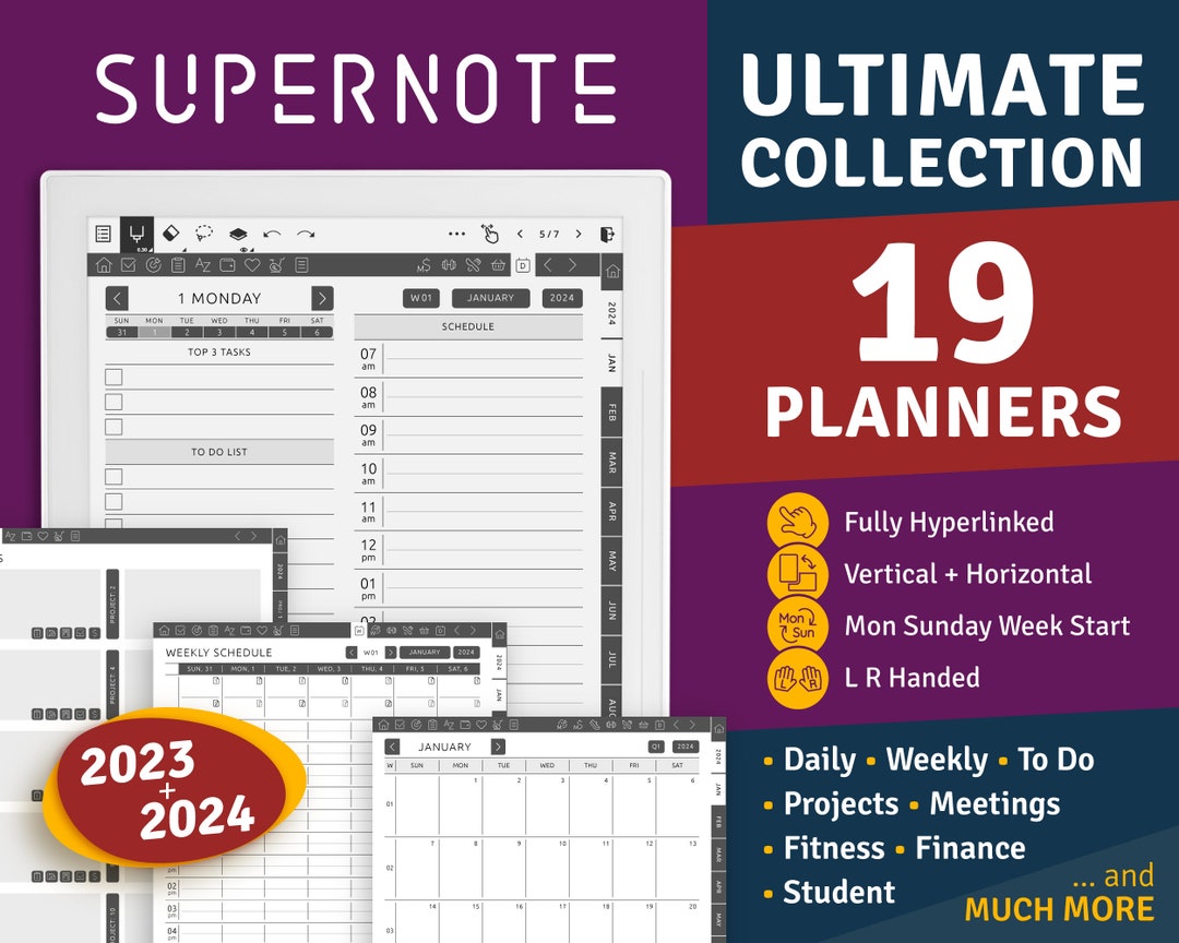 Supernote Digital Planner Bundle 2023 2024 Ultimate Etsy Portugal