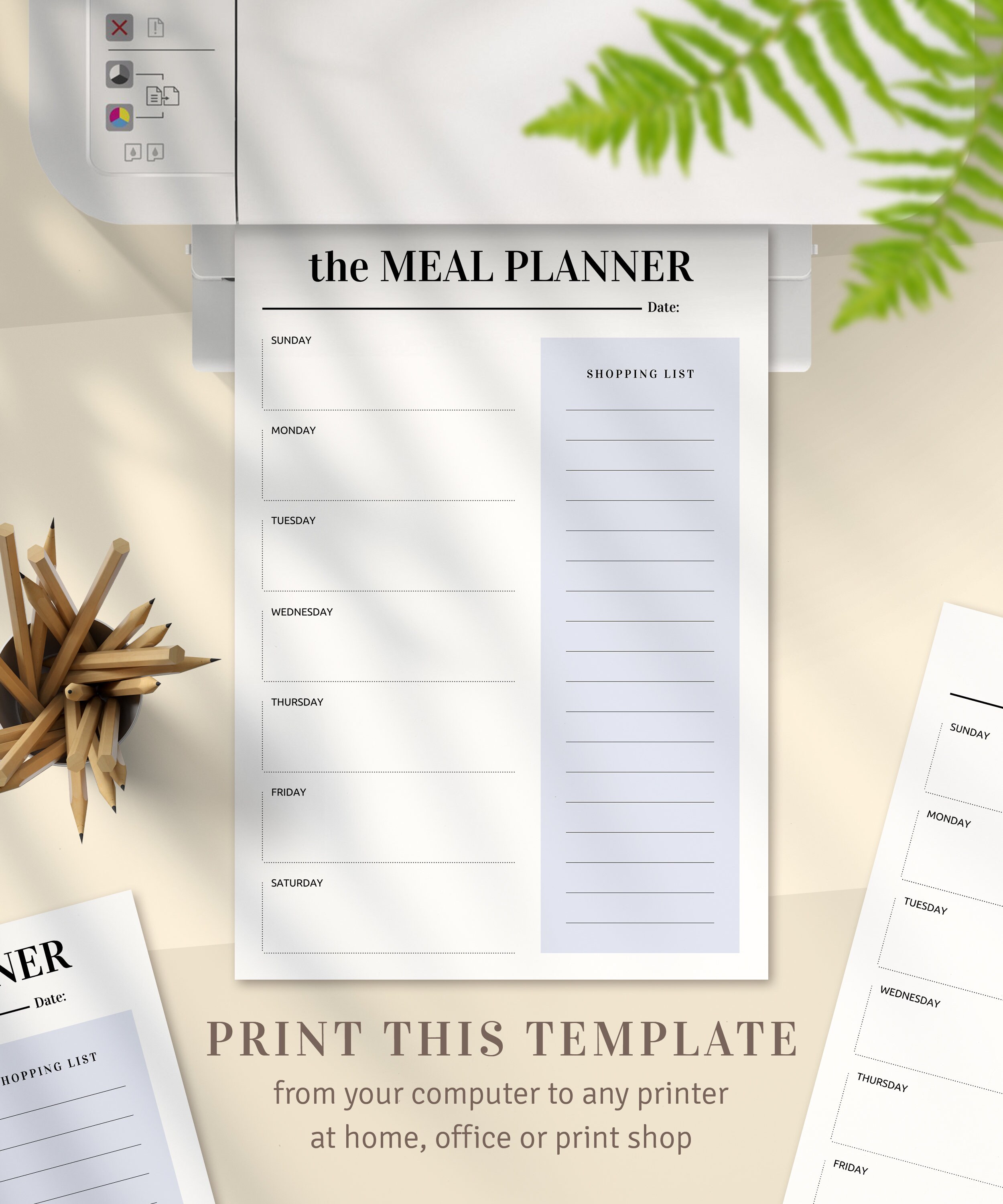 Weekly Meal Planner With Shopping List Printable Weekly Menu - Etsy