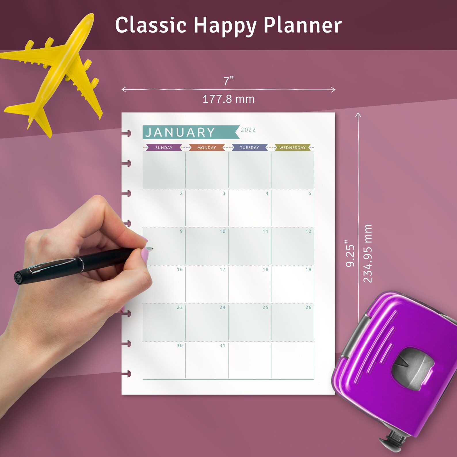 Happy Planner Monthly Layout, Printable Monthly Calendar Template for ...