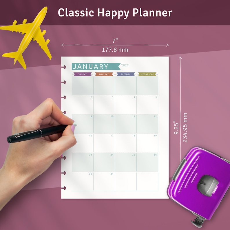 Happy Planner Monthly Layout Printable Monthly Calendar - Etsy