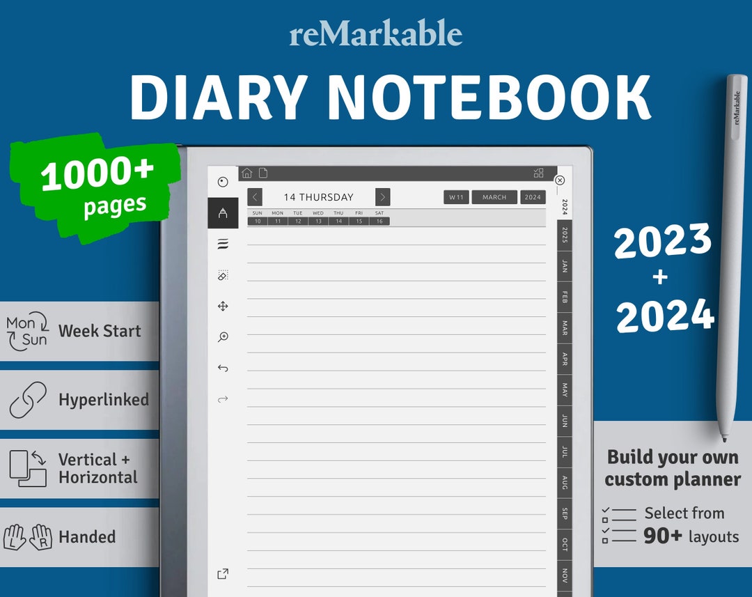 ReMarkable 2023 2024 Diary Template 365 Ruled Journal Etsy France