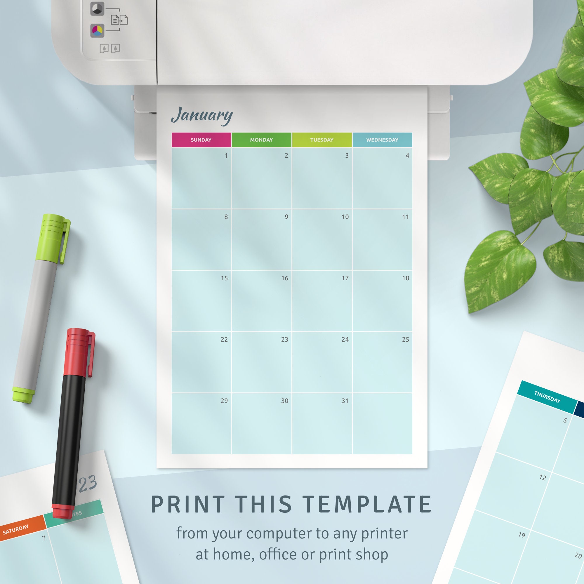 2025 + 2026 Monthly Planner Printable, Colored Calendar Template (PDF ...