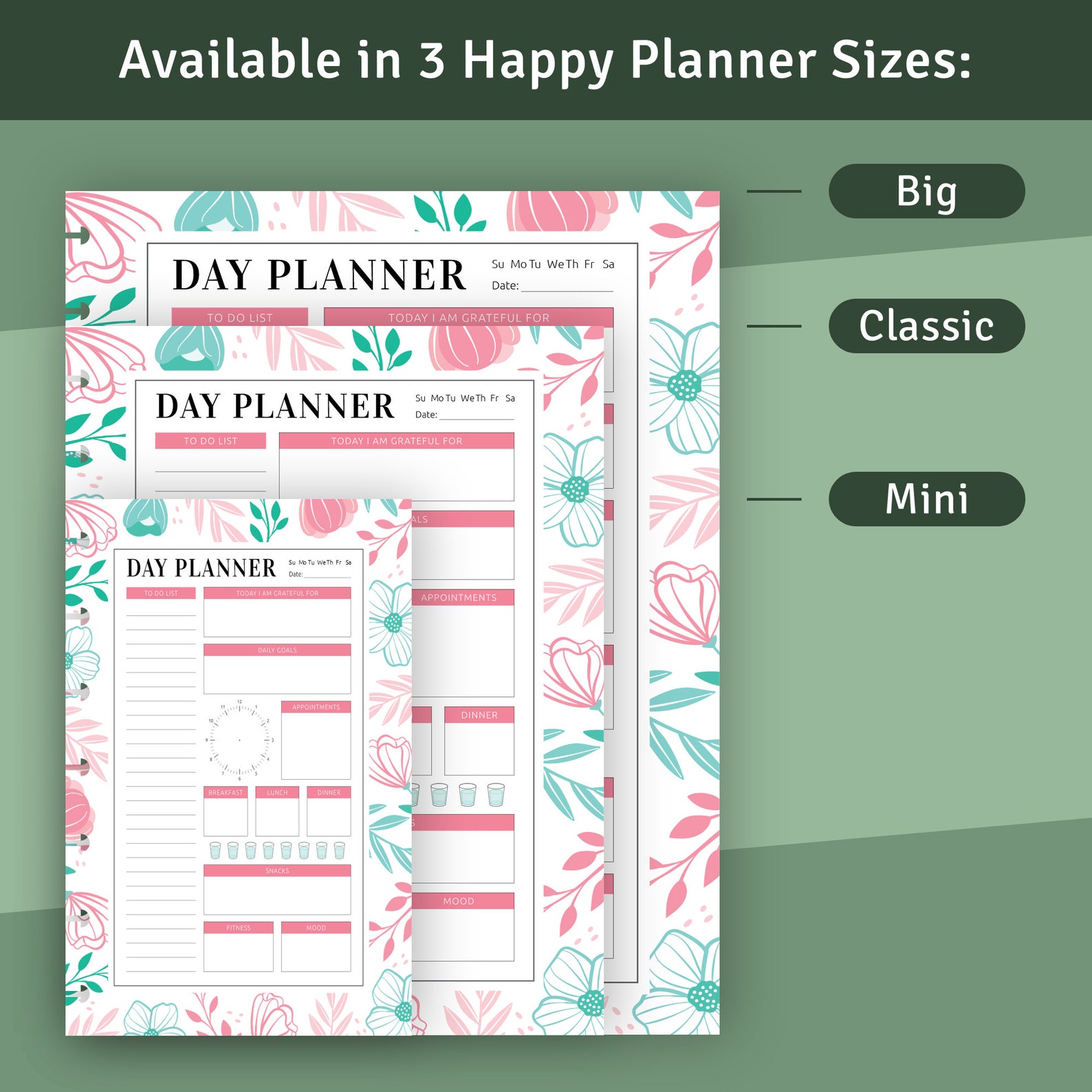 Happy Planner Daily Inserts Undated Daily Schedule Template Etsy