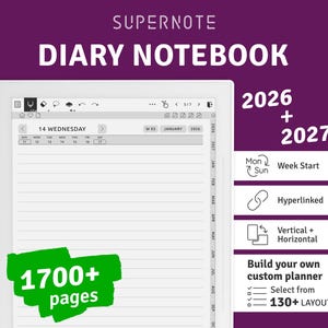 2026-2027 Supernote Diary Notebook: Hyperlinked Ruled Journal (PDF Template)