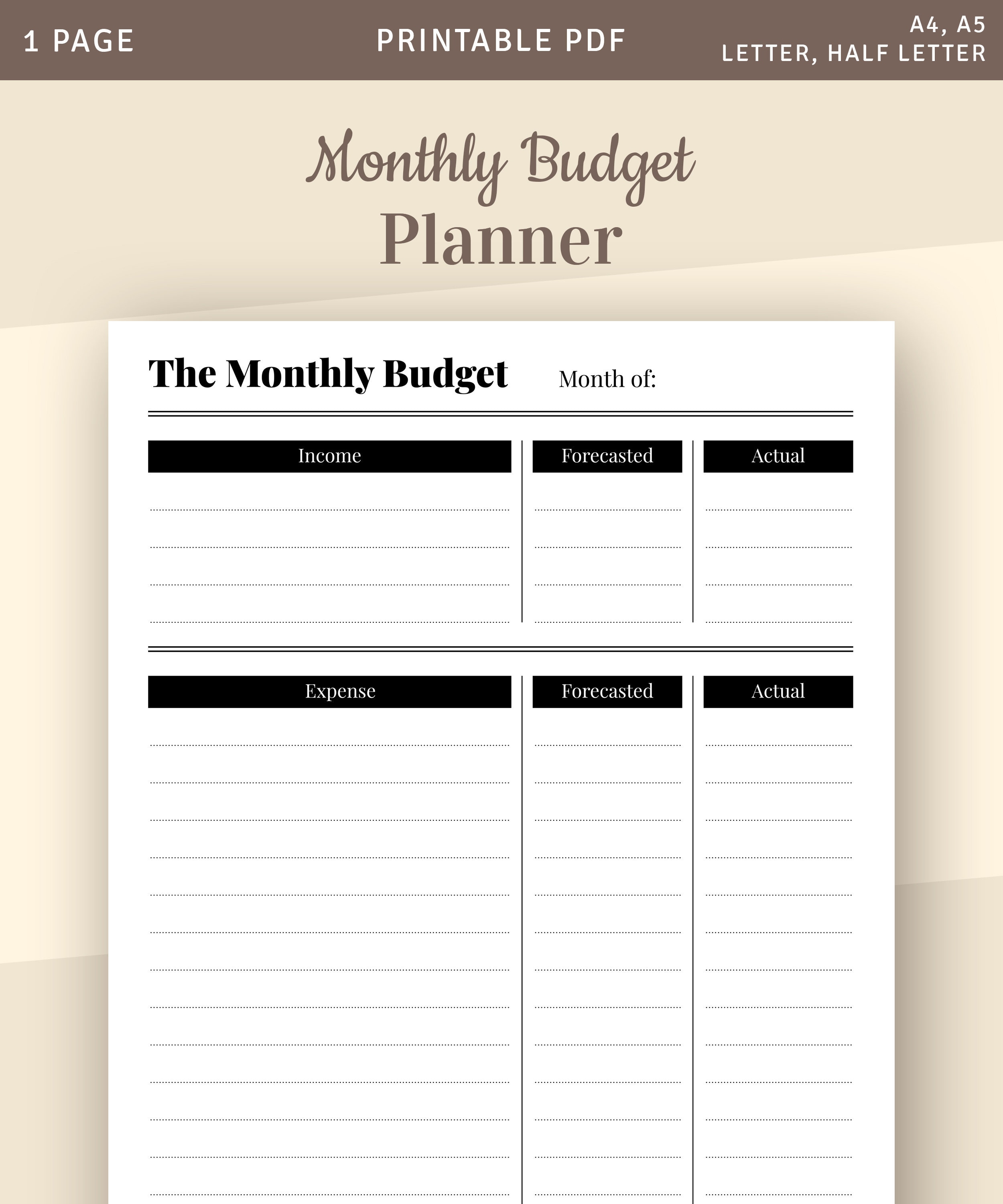 Monthly budget planner template personal budget home budget etsy