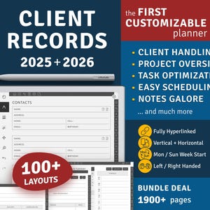 Client Record Book for reMarkable 2 / Paper Pro / 1, Client Tracker, Customer Tracker for Hairstylist, 2025-2026 Planner for Small Business