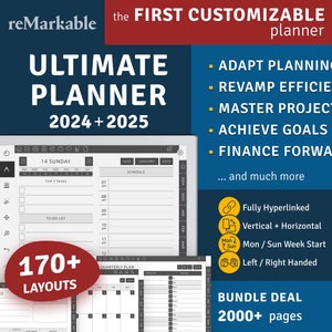 2024 + 2025 reMarkable 2 Ultimate Planner, Hyperlinked Digital Planner Bundle, Digital Download PDF Template for reMarkable tablet