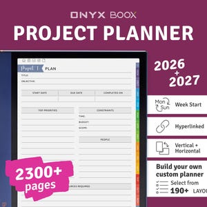 2026 + 2027 BOOX Project Planner: Business Management for Onyx Boox