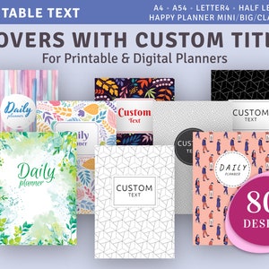 Custom Planner Cover, 80+ Personalized Title Covers for Digital & Printable Planners, Happy Planner and Goodnotes compatible