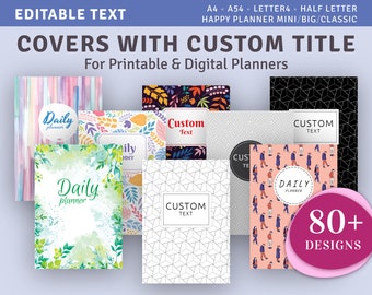 Custom Planner Cover, 80+ Personalized Title Covers for Digital & Printable Planners, Happy Planner and Goodnotes compatible