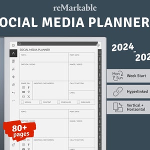 reMarkable Social Media Planner, Content Planner, Influencer Planner, Blog Post Planner, Social Media Stats