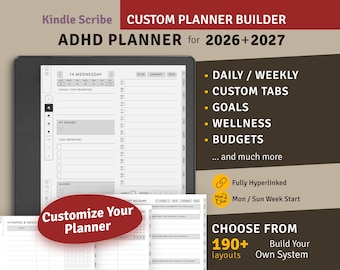 2026 + 2027 ADHD Planner for Kindle Scribe: Hyperlinked Digital PDF