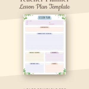 Floral Teacher Lesson Plan Template, Printable Planner (PDF) - Etsy