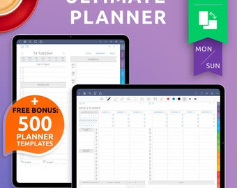 2026-2027 Digital Planner, 80 Covers, 500 Templates, Goodnotes, Notability