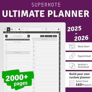 Supernote Ultimate Planner 2025 + 2026, Digital Hyperlinked PDF, Supernote A5X / A6X Templates