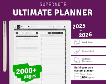 Supernote Ultimate Planner 2025 + 2026, Digital Hyperlinked PDF, Supernote A5X / A6X Templates
