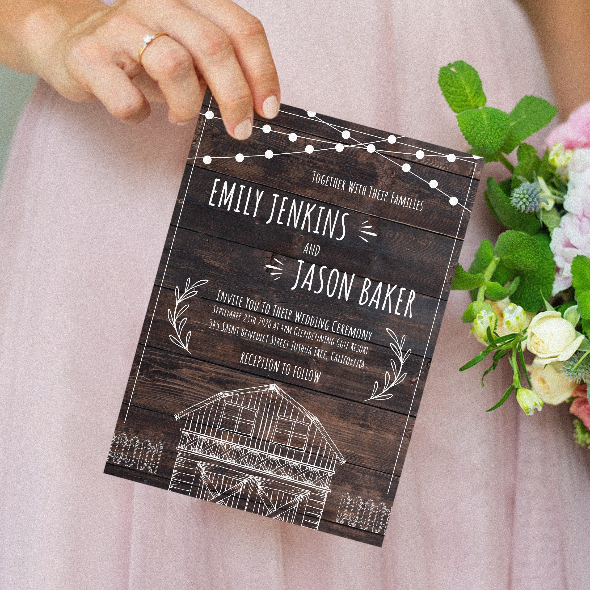 Wedding Invite Rustic Wood Planks Wedding Invitation Etsy