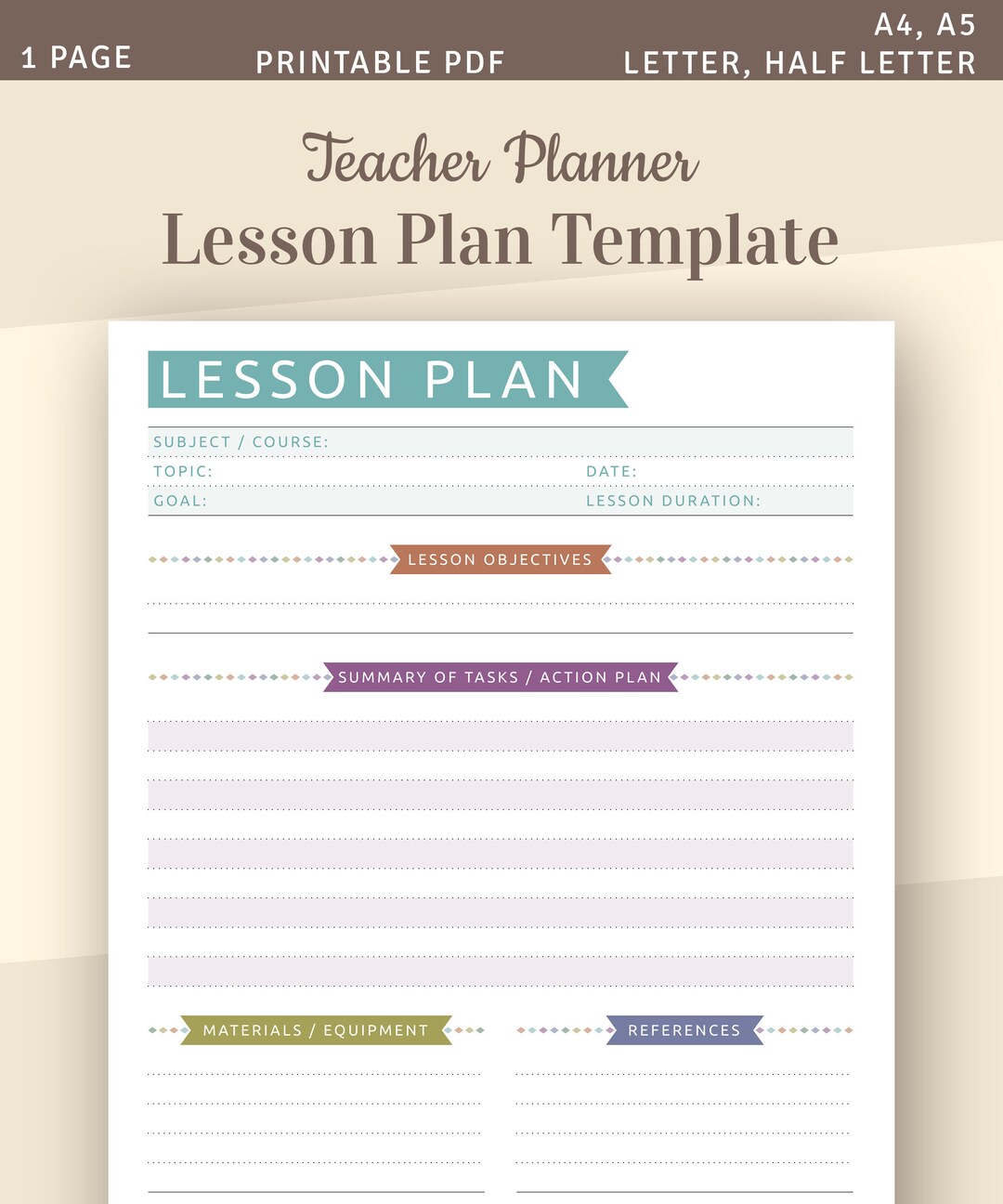 Teacher Lesson Plan Template, Printable Lesson Planner, Lesson Planning ...