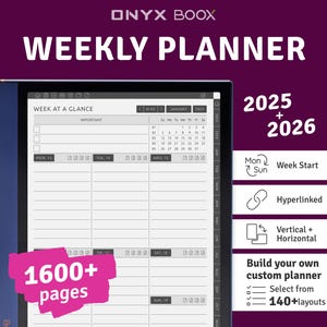 2025 + 2026 BOOX Note Air Weekly Planner, Hyperlinked Digital Planner Bundle, Digital Download PDF Template for ONYX Boox Note tablet