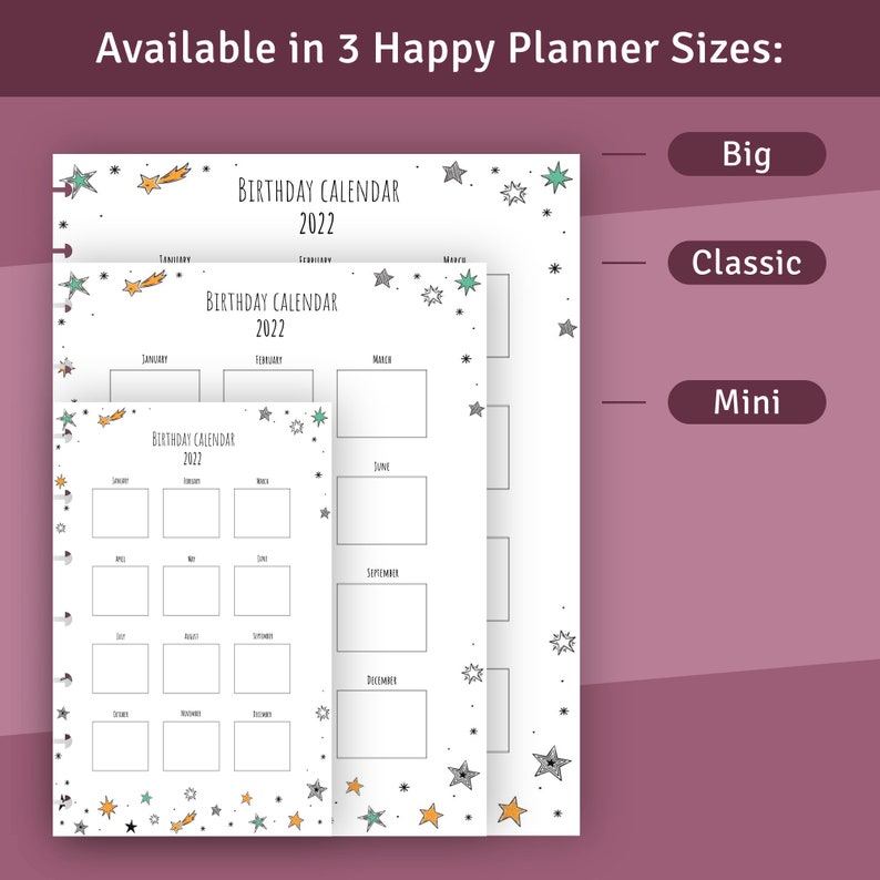 Birthday Reminder Template for Happy Planner Classic / Big / - Etsy