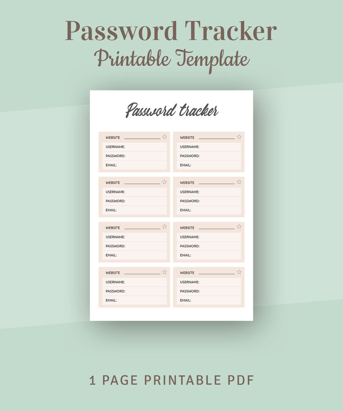 Password Logbook Insert Password Organize Printable Template - Etsy