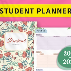 2024 2025 Academic Study Planner, Printable Student Planner, Editable Personalized School Planner, A4, A5, Half Letter, Instant Dowload