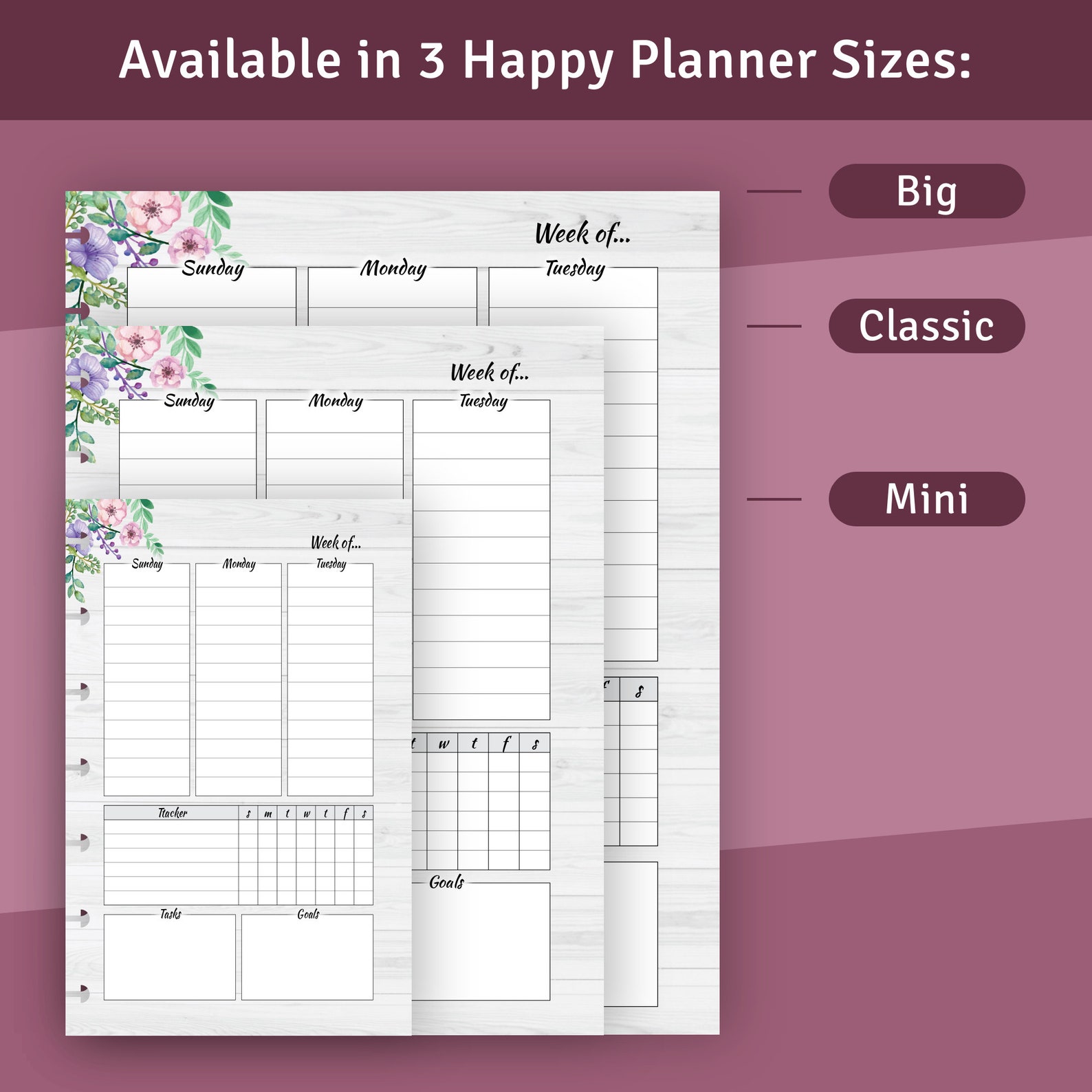 Weekly Schedule Template for Happy Planner Classic / Big / | Etsy