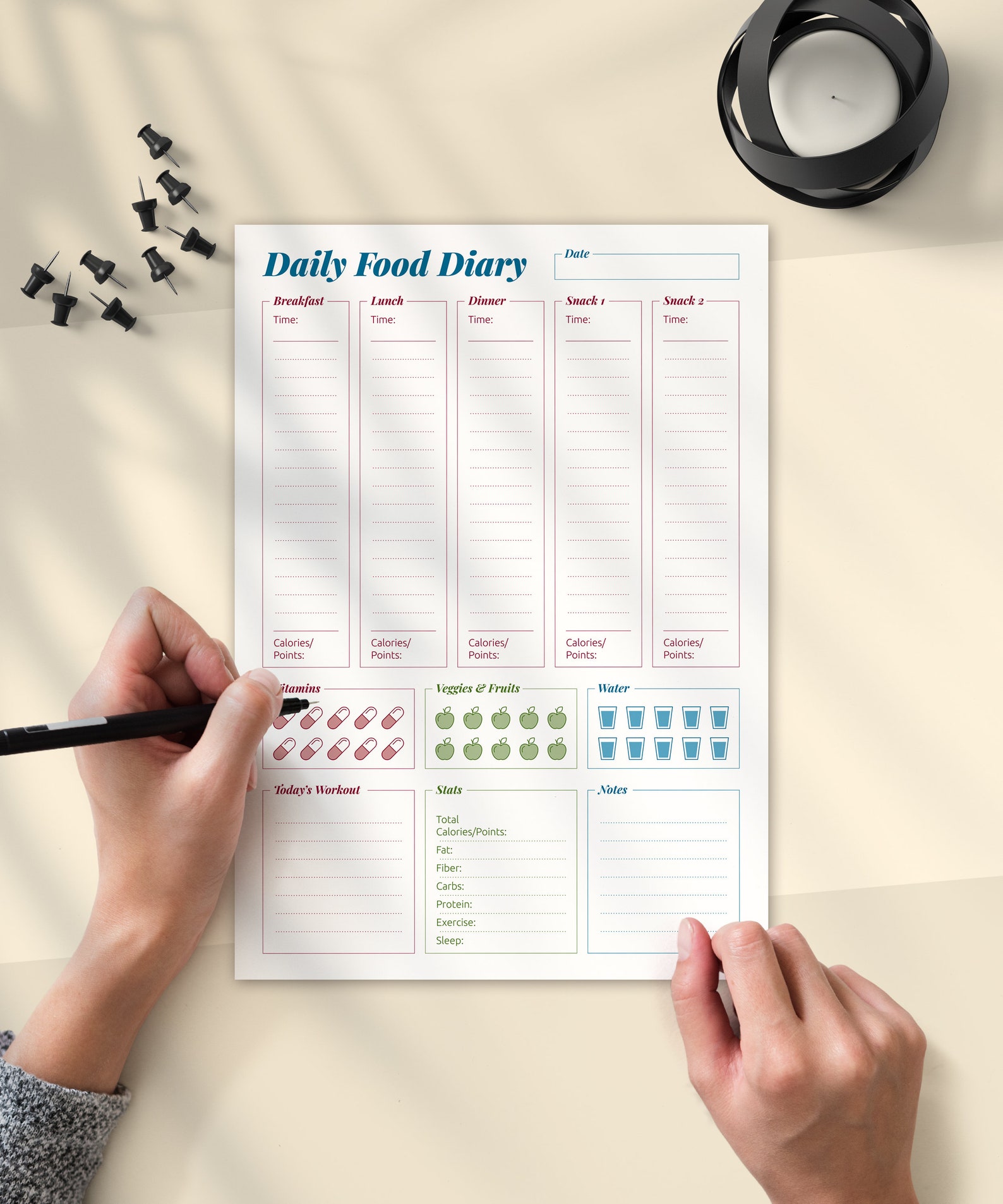 Daily Food Diary Meal Planner Template Printable Food - Etsy