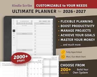 Kindle Scribe Planner 2026–2027 | Hyperlinked PDF Digital Planner