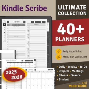 Kindle Scribe Digital Planner Bundle 2025 + 2026 Ultimate Collection Pack, Kindle templates, planners, meetings notes, to-do, daily, fitness