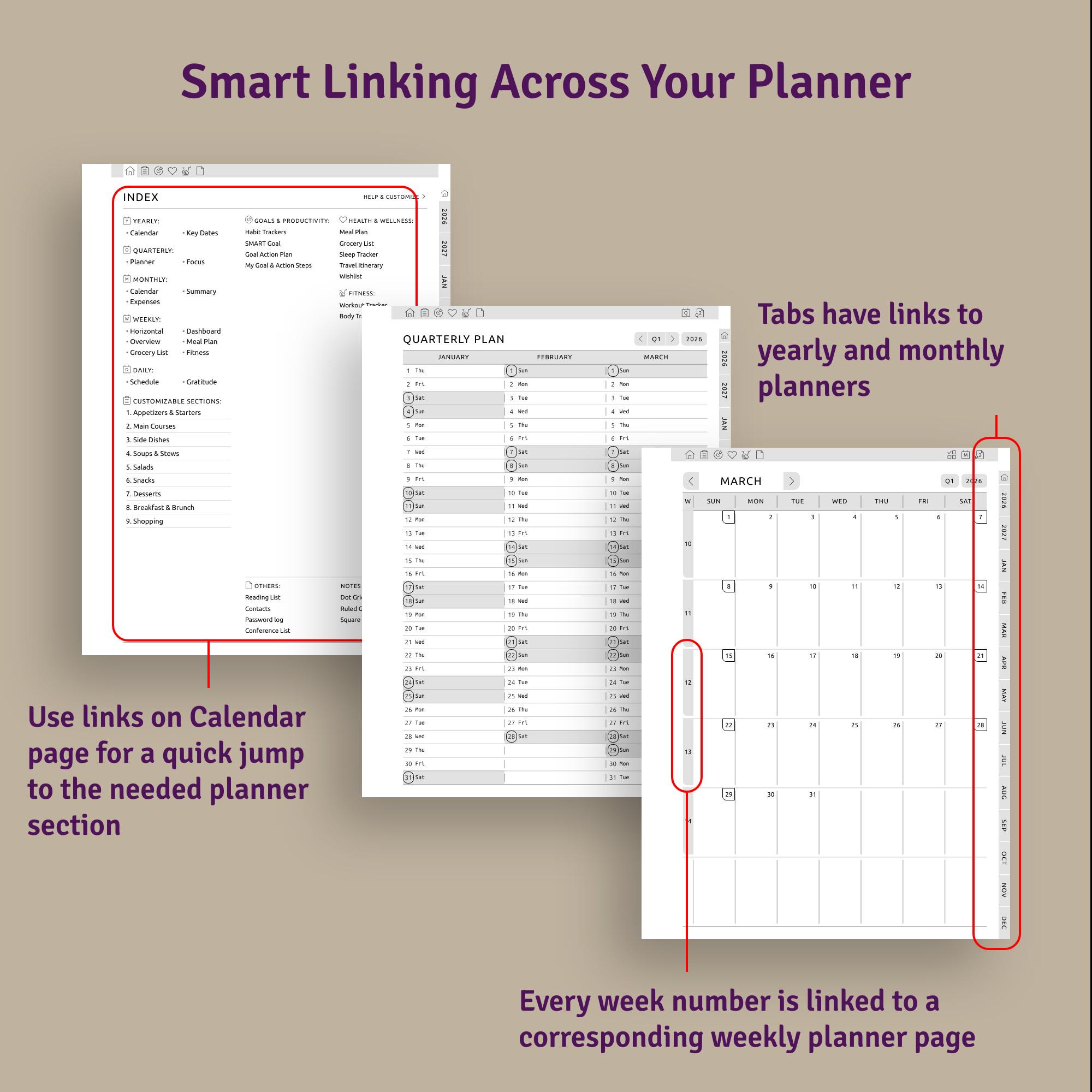 Kindle Scribe Meal Planner 2026-2027: Hyperlinked Digital PDF Template ...
