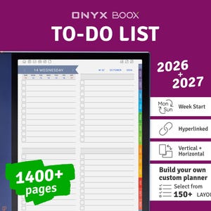 Elenco delle cose da fare ONYX Boox 2026 + 2027: modello PDF con collegamento ipertestuale