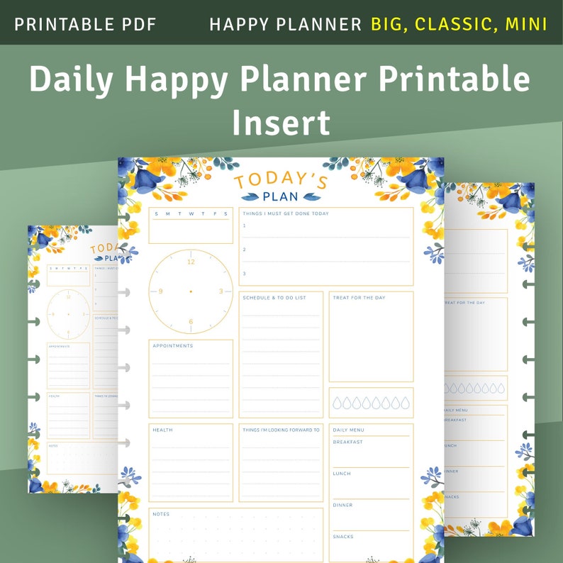 Daily Schedule & to Do List Inserts Printable for Happyplanner Classic ...