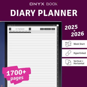 BOOX Note Air Diary Notebook, 365 Ruled Journal Pages, Digital Download PDF Template for ONYX Boox Note tablet